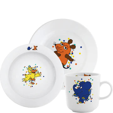 Lass die Konfetti fliegen: Das Kindergeschirr-Set mit Maus & Freunden